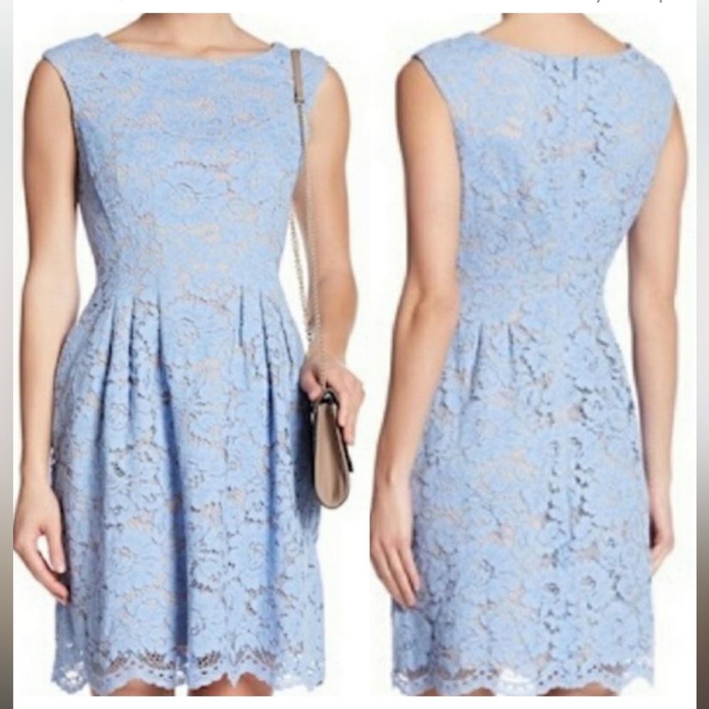 Vince Camuto Light Blue Lace Overlay Dress sleeveless size 8